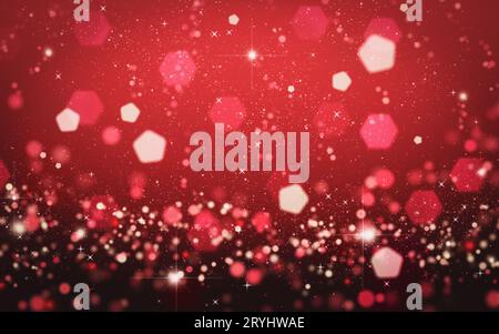 Red glittering particles background, shiny sparkles glitz effect, abstract red festive banner design Stock Photo