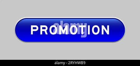 Blue color capsule shape button with word promotion on gray background Stock Vector