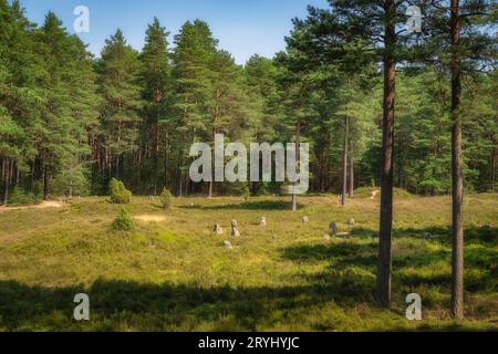 Stone Circles at Odry, an ancient burial and worship place from Bronze Age, Poland Stock Photo