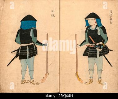 Illustrations Showing the Wearing of Arms and Armor Yamaguchi Bisu 1848 Stock Photo