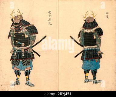 Illustrations Showing the Wearing of Arms and Armor Yamaguchi Bisu 1848 Stock Photo