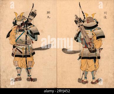 Illustrations Showing the Wearing of Arms and Armor Yamaguchi Bisu 1848 Stock Photo