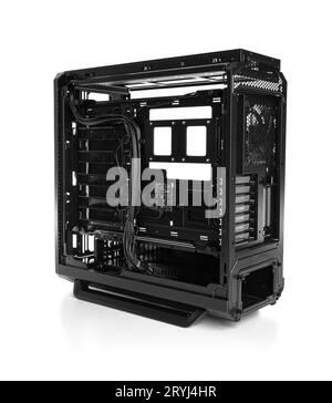 Open system unit case with fans of a personal computer. Stock Photo