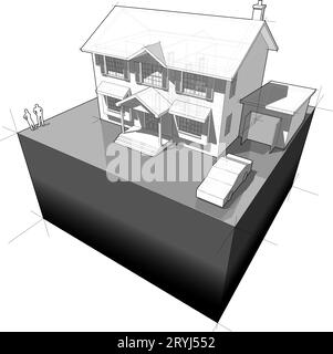 Diagram of a classic colonial house Stock Photo