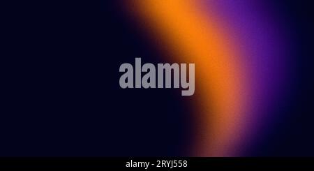 Orange purple vibrant color gradient wave on black background, grainy texture, copy space Stock Photo