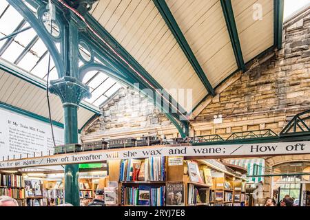 Barter Books in the former railway station at Alnwick, a town in Northumberland, UK. Stock Photo