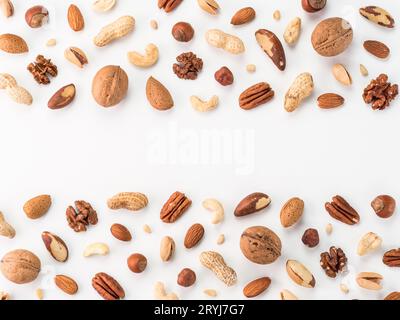 Pattern of nuts, isolated on whie Stock Photo