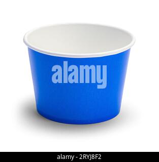 Blue Paper Cup Bowl Cut Out on White. Stock Photo