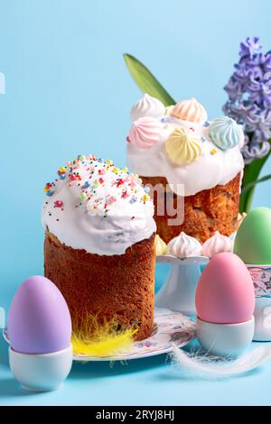 Easter card with cakes and eggs. Stock Photo