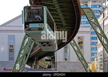 Exciting suspension railway from the Wuppertal Hbf, North Rhine-Westphalia, Germany, Europe Stock Photo