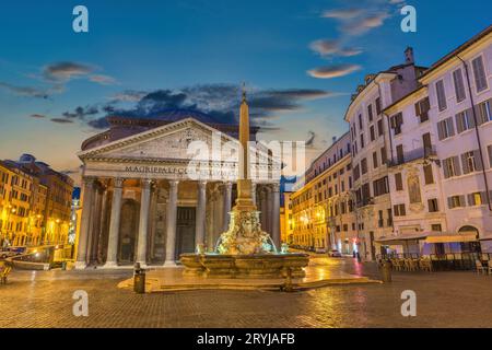 Rome Italy, sunrise city skyline at Rome Pantheon Stock Photo