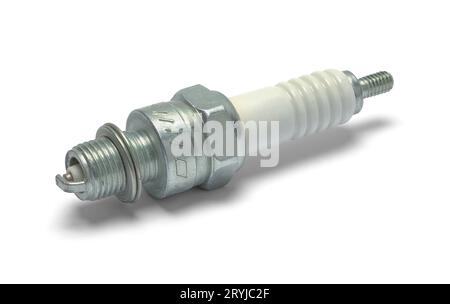 Car Spark Plug Cut Out on White. Stock Photo