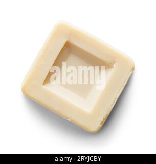 Square Soap Top View Cut Out on White. Stock Photo