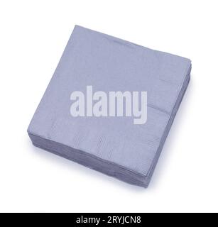 Pile of Grey Napkins Cut Out on White. Stock Photo