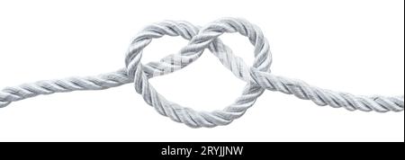 White elastic rope with a loop on a white background. Rope Stock Photo