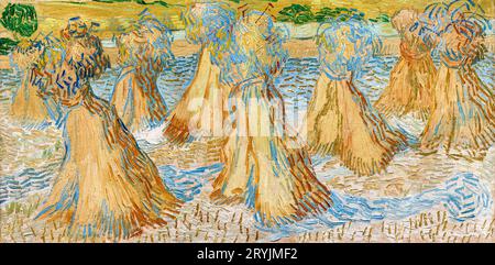 Vincent van Gogh's Sheaves of Wheat famous painting. Stock Photo