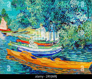 Vincent van Gogh's Bank of the Oise at Auvers famous painting. Stock Photo