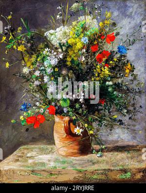 Flowers in a Vase painting in high resolution by Pierre-Auguste Renoir. Stock Photo