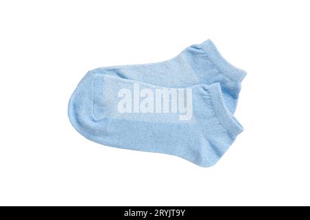 Sky blue ankle socks on white background, isolated Stock Photo