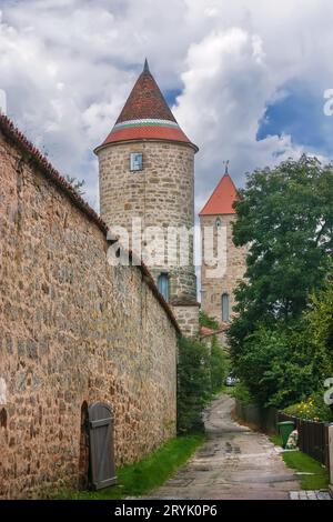 Wall around Dinkelsbuhl city, Germany Stock Photo