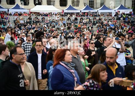 London, UK. 1st Oct, 2023. The Japan Matsuri Festival is back in Trafalgar Square, London, UK, for Japanese culture, dances, performances, foods, and drinks. Credit: See Li/Picture Capital/Alamy Live News Stock Photo