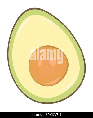 Half an avocado with pit, color vector illustration Stock Vector