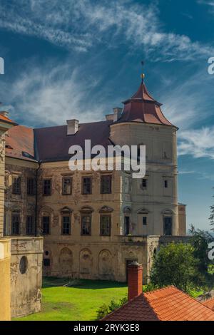 Jezeri castle with autumn colors in sunny beautiful fresh day Stock Photo