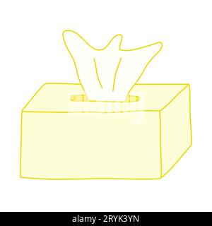 Box with paper tissue, napkins or wet wipes, doodle style flat vector illustration Stock Vector