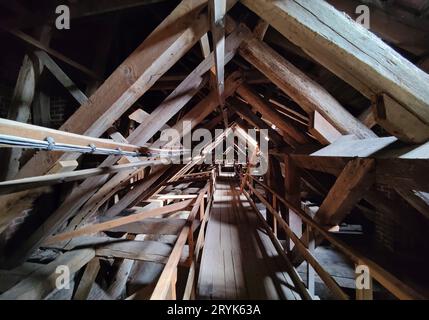 Attic of the Nikolai Church, Wismar, Mecklenburg-West Pomerania, Germany, Europe Stock Photo