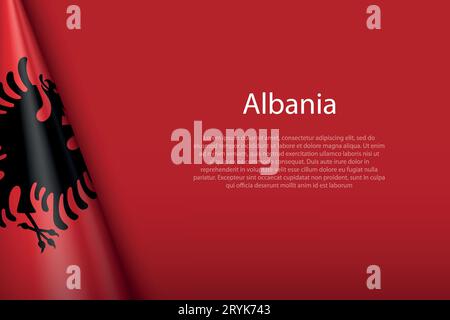 3d national flag Albania isolated on background with copyspace Stock Vector