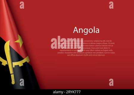 3d national flag Angola isolated on background with copyspace Stock Vector