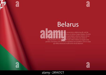 3d national flag Belarus isolated on background with copyspace Stock Vector