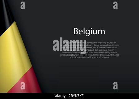 3d national flag Belgium isolated on background with copyspace Stock Vector