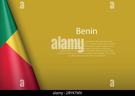 3d national flag Benin isolated on background with copyspace Stock Vector