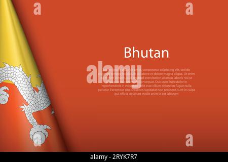3d national flag Bhutan isolated on background with copyspace Stock Vector
