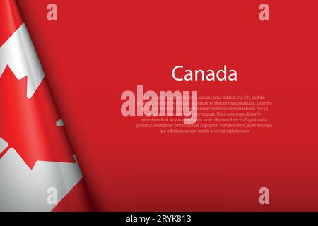 3d national flag Canada isolated on background with copyspace Stock Vector