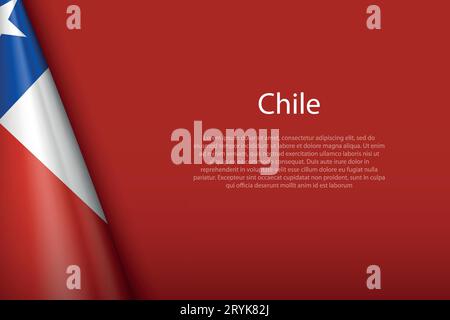 3d national flag Chile isolated on background with copyspace Stock Vector