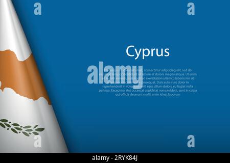 3d national flag Cyprus isolated on background with copyspace Stock Vector
