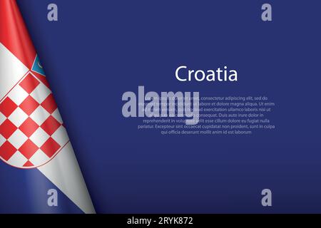 3d national flag Croatia isolated on background with copyspace Stock Vector