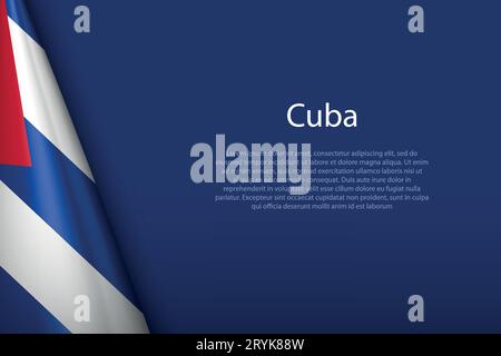 3d national flag Cuba isolated on background with copyspace Stock Vector
