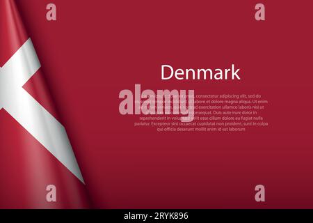 3d national flag Denmark isolated on background with copyspace Stock Vector