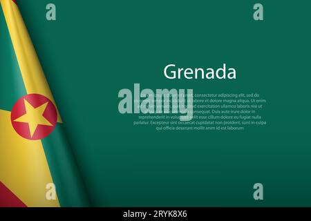 Wave flag of Grenada with copyspace background. Banner or ribbon vector ...