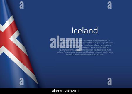 3d national flag Iceland isolated on background with copyspace Stock Vector