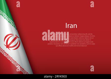3d national flag Iran isolated on background with copyspace Stock Vector
