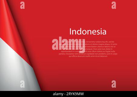 3d national flag Indonesia isolated on background with copyspace Stock Vector