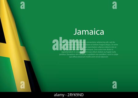 3d national flag Jamaica isolated on background with copyspace Stock Vector