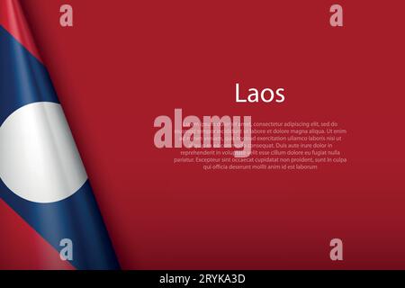 3d national flag Laos isolated on background with copyspace Stock Vector
