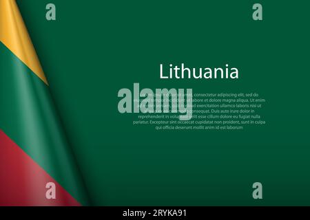 3d national flag Lithuania isolated on background with copyspace Stock Vector