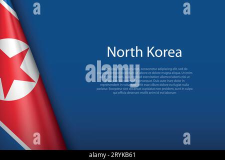 3d national flag North Korea isolated on background with copyspace Stock Vector