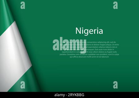 3d national flag Nigeria isolated on background with copyspace Stock Vector